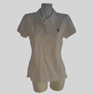 NWT US Polo Assn White Short Sleeve  Polo Shirt Women's Size M Embroidered Logo